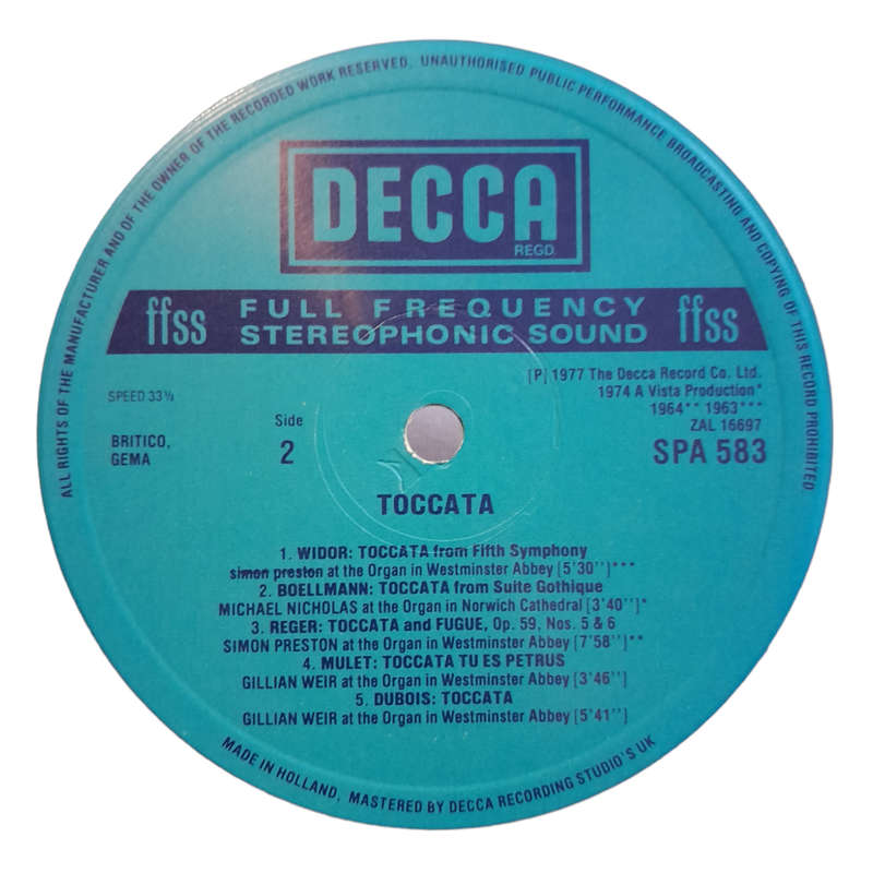 1980 Various - Toccata - Vinyl, 7`, 33 RPM - Classical - Very Good - With Cover