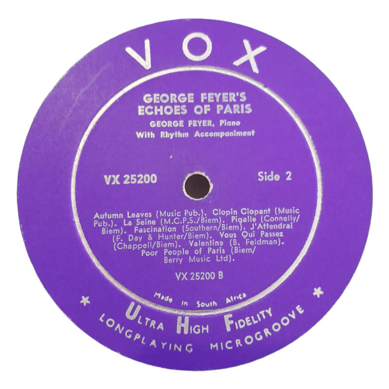 1953 George Feyer`s - Echoes Of Paris - Vinyl, 7`, 33 RPM - Jazz & Blues - Very Good - With Cover