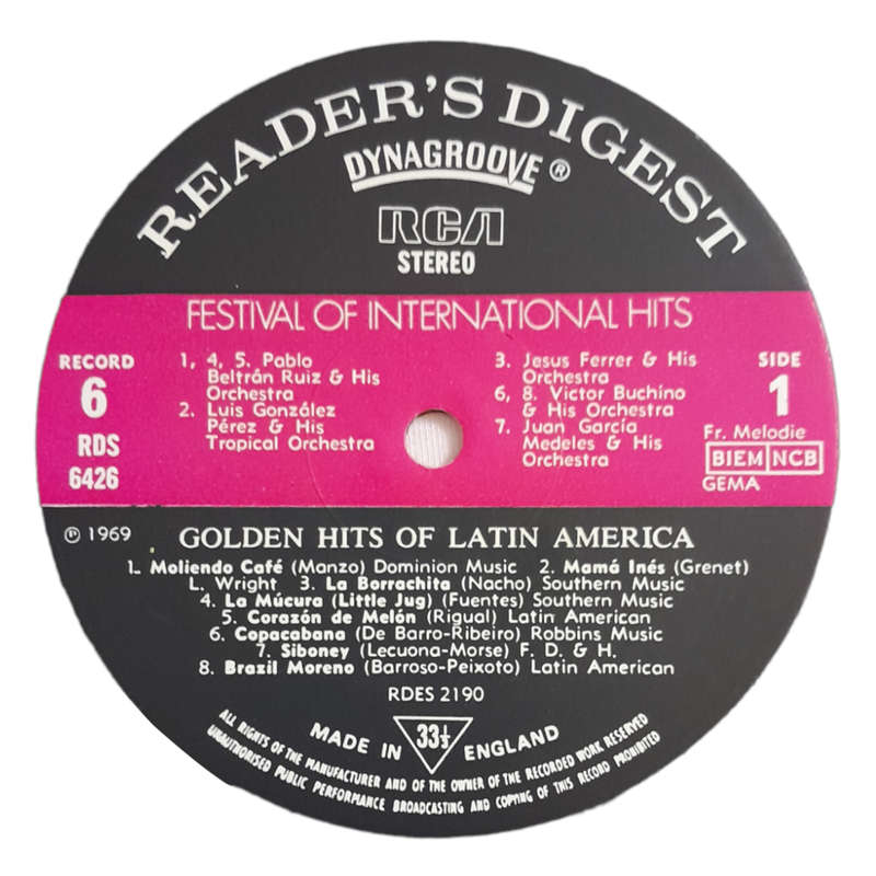 1969 Various - Golden Hits Of Latin America 6 - Vinyl, 7`, 33 RPM - Jazz, Latin - Very Good Plus -Wi