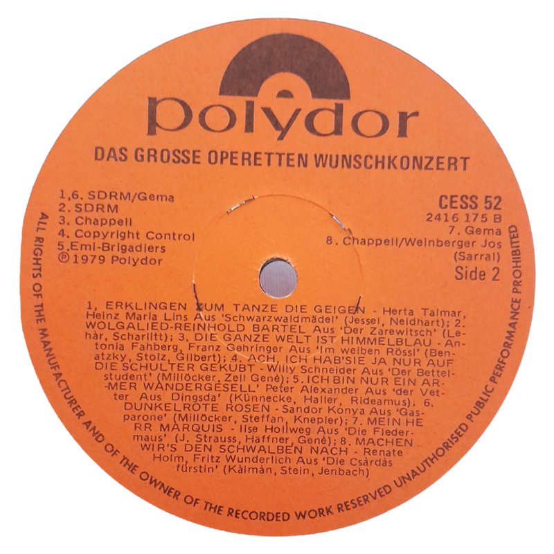 1979 Various - Das Grosse Operetten-Wunschkonzert - Vinyl, 7`, 33 RPM - Classical - Excellent - With