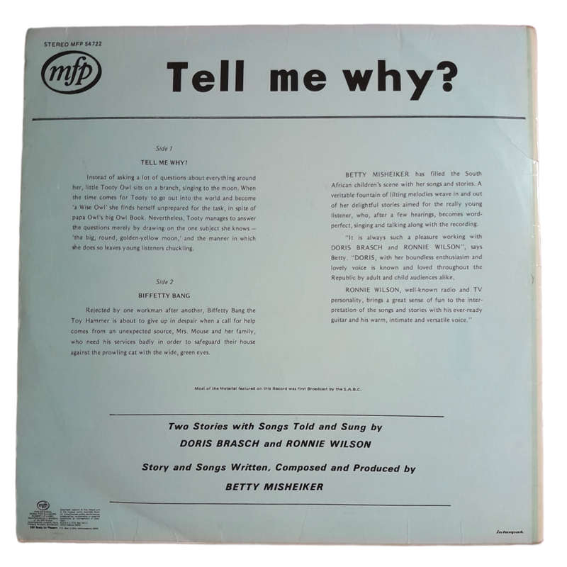 1976 Betty Misheiker - Tell Me Why? - Vinyl, 7`, 33 RPM - Children`s - Very Good Plus - With Cover