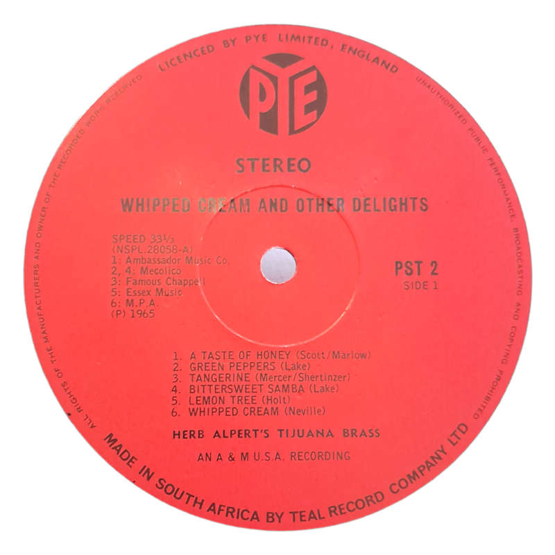 1965 Herb Alpert`s Tijuana Brass - Whipped Cream & Other Delights - Vinyl, 7`, 33 RPM - Jazz, Latin