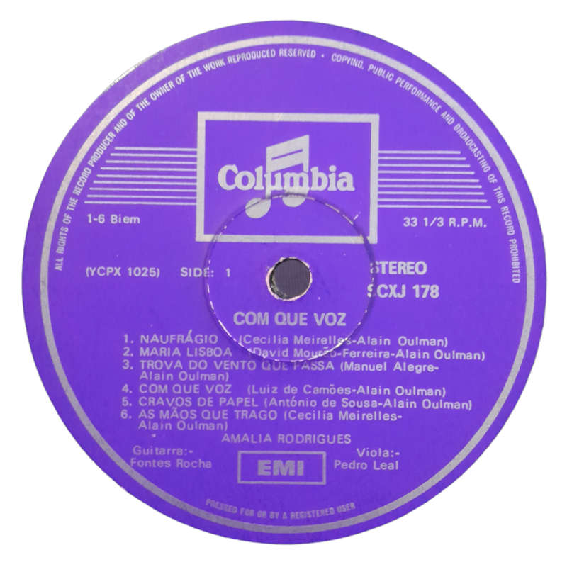 1970 Amalia - Com Que Voz - Vinyl, 7`, 33 RPM - Folk, World & Country - Good - With Cover