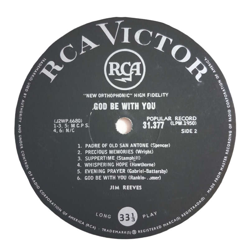 1959 Jim Reeves - God Be With you - Vinyl, 7`, 33 RPM - Folk, World & Country - Very Good - With Cov