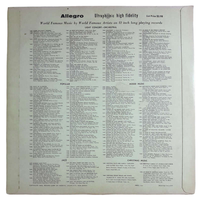 1958 Various- Opera Sampling - Vinyl, 7`, 33 RPM - Classical - Very Good - With Cover