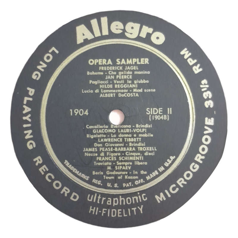 1958 Various- Opera Sampling - Vinyl, 7`, 33 RPM - Classical - Very Good - With Cover