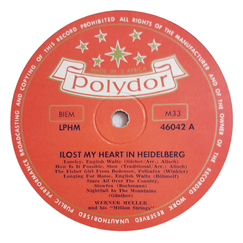 1958 Werner Müller And His `Million Strings`   I Lost My Heart In Heidelberg - Vinyl, 7`, 33 RPM -