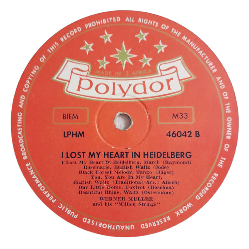 1958 Werner Müller And His `Million Strings`   I Lost My Heart In Heidelberg - Vinyl, 7`, 33 RPM -