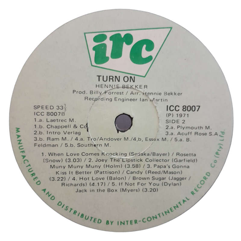 1971 Hennie Bekker - Turn On - Vinyl, 7`, 33 RPM - Jazz, Rock, Funk / Soul, Pop - Very Good - With C