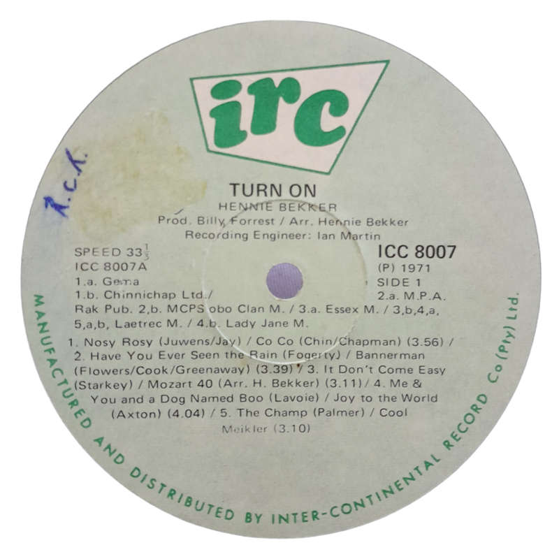 1971 Hennie Bekker - Turn On - Vinyl, 7`, 33 RPM - Jazz, Rock, Funk / Soul, Pop - Very Good - With C
