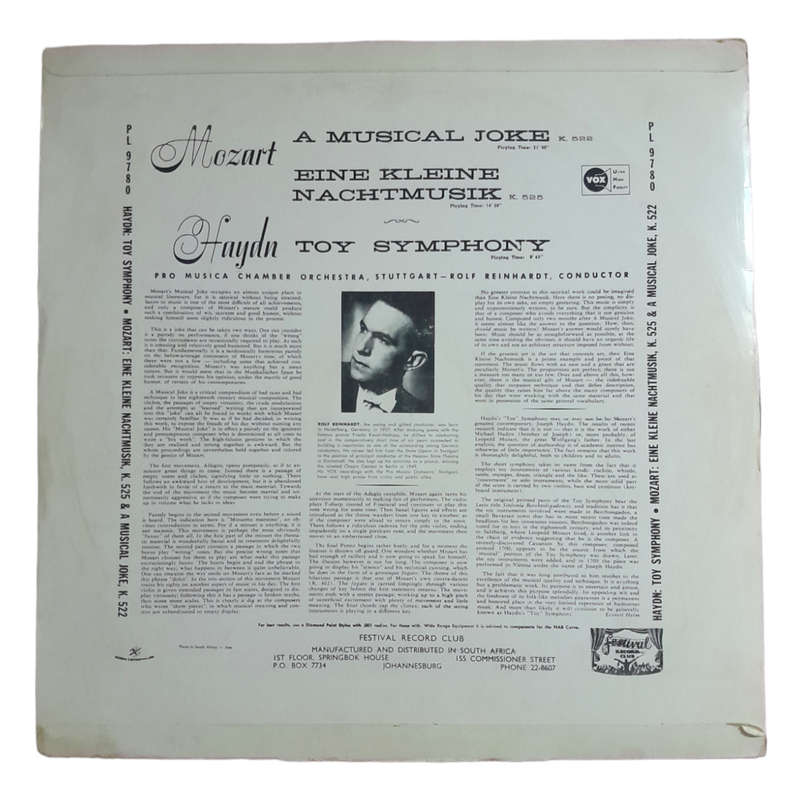 1956 Haydn / Mozart / Pro Musica Chamber Orchestra Stuttgart, Rolf Reinhardt / Toy Symphony - Eine K