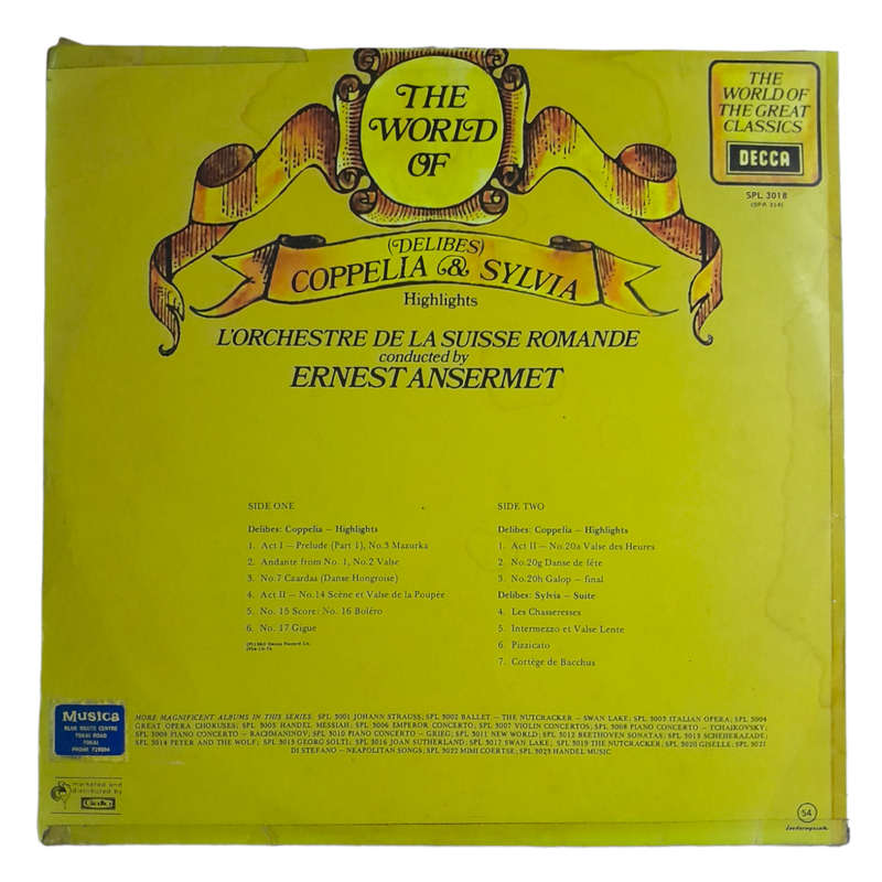1960 Ernest Ansermet, Leo Delibes - Highlights From Coppelia & Sylvia - Vinyl, 7`, 33 RPM - Classica