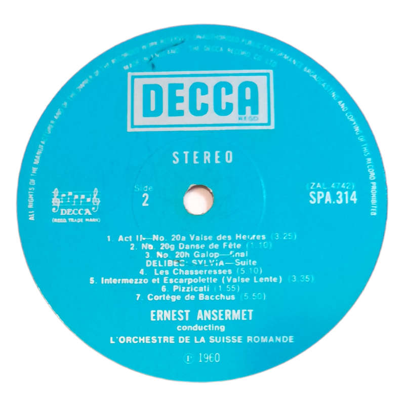 1960 Ernest Ansermet, Leo Delibes - Highlights From Coppelia & Sylvia - Vinyl, 7`, 33 RPM - Classica
