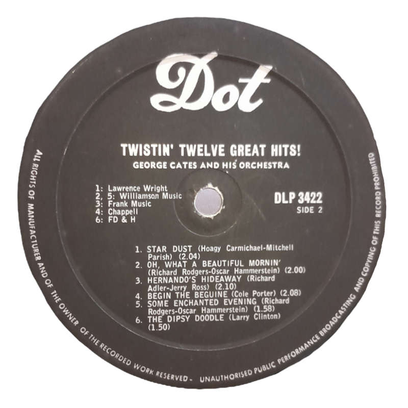 1962 George Cates And His Orchestra - Twistin` Twelve Great Hits! - Vinyl, 7`, 33 RPM - Jazz - Very