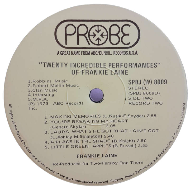 1973 Frankie Laine - 20 Increadible Performances - Vinyl, 7`, 33 RPM - Folk, World & Country - Very