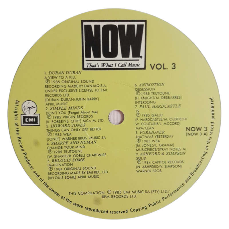 1984 Various - Now That`s What I Call Music 3 - Vinyl, 7`, 33 RPM - Electronic, Rock, Pop - Very Goo