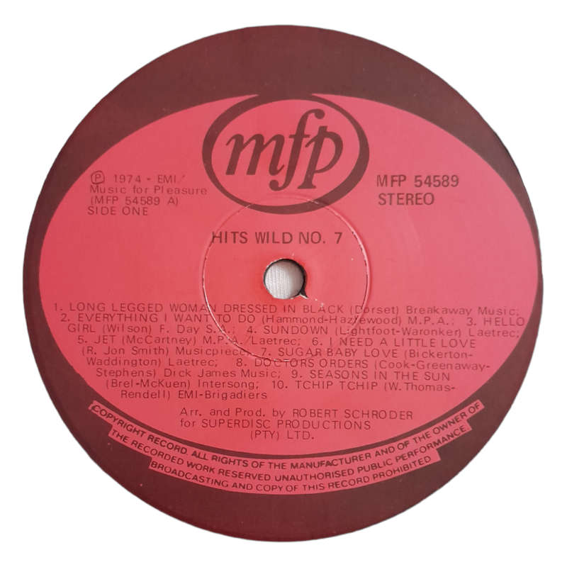 1974 Various - Hits Wild 7 - Vinyl, 7`, 33 RPM - Electronic Pop - Very Good - With Cover