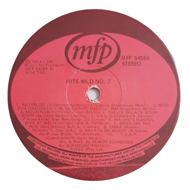 1974 Various - Hits Wild 7 - Vinyl, 7`, 33 RPM - Electronic Pop - Very Good - With Cover