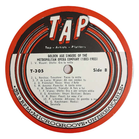 1903 Golden Age Singers - Golden Age Singers Of The Metropolitan Opera Company - Vinyl, 7`, 33 RPM -