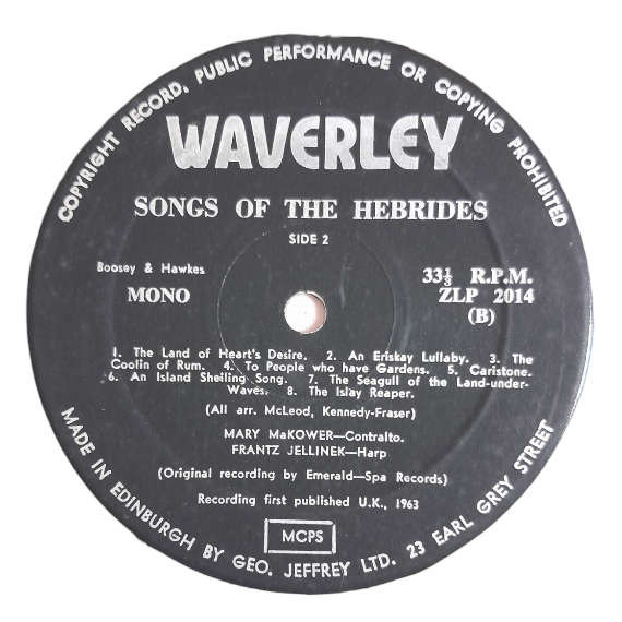 1963 Mary MaKower, Franz Jellinek - Songs Of The Hebrides - Vinyl, 7`, 33 RPM - Folk - Very Good Plu