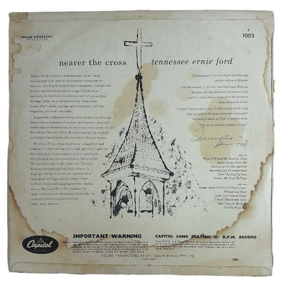 1959 Tennessee Ernie Ford - Nearer The Cross - Vinyl, 7`, 33 RPM - Gospel - Very Good - With Cover