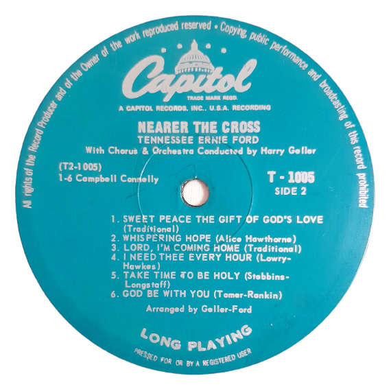 1959 Tennessee Ernie Ford - Nearer The Cross - Vinyl, 7`, 33 RPM - Gospel - Very Good - With Cover