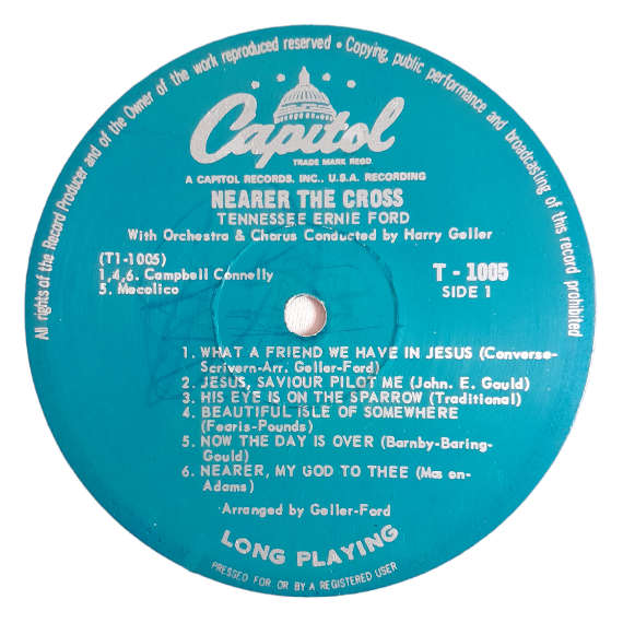 1959 Tennessee Ernie Ford - Nearer The Cross - Vinyl, 7`, 33 RPM - Gospel - Very Good - With Cover