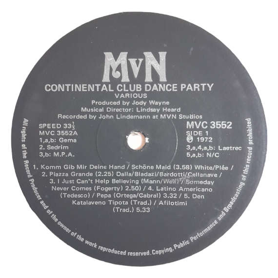 1972 Continental Club - 25 Top Dance Party Hits - Vinyl, 7`, 33 RPM - Pop - Very Good Plus - With Co