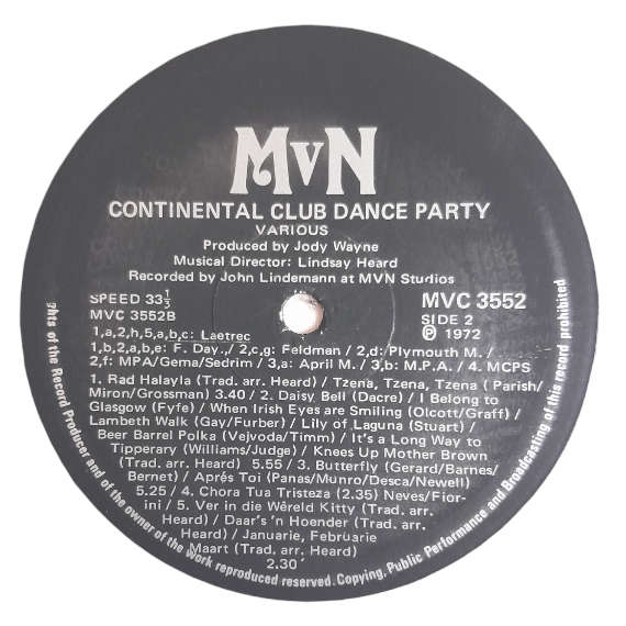 1972 Continental Club - 25 Top Dance Party Hits - Vinyl, 7`, 33 RPM - Pop - Very Good Plus - With Co