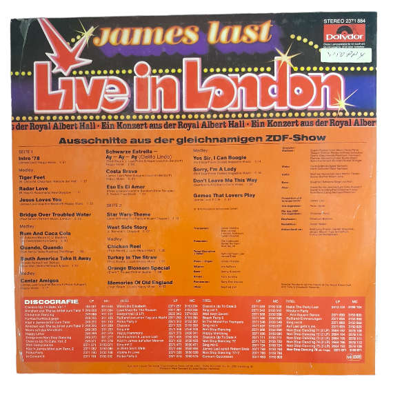 1978 James Last - Live In London - Vinyl, 7`, 33 RPM - Jazz - Very Good - With Cover