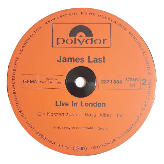 1978 James Last - Live In London - Vinyl, 7`, 33 RPM - Jazz - Very Good - With Cover
