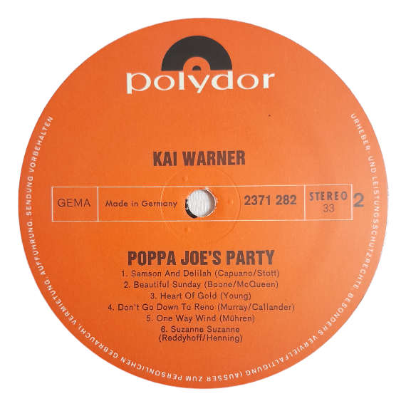 1972 Kai Warner - Poppa Joe`s Party - Vinyl, 7`, 33 RPM - Easy Listening - Very Good Plus - With Cov