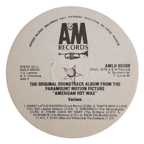 1978 Various - The Original Soundtrack Album From The Paramount Motion Picture `American Hot Wax` -