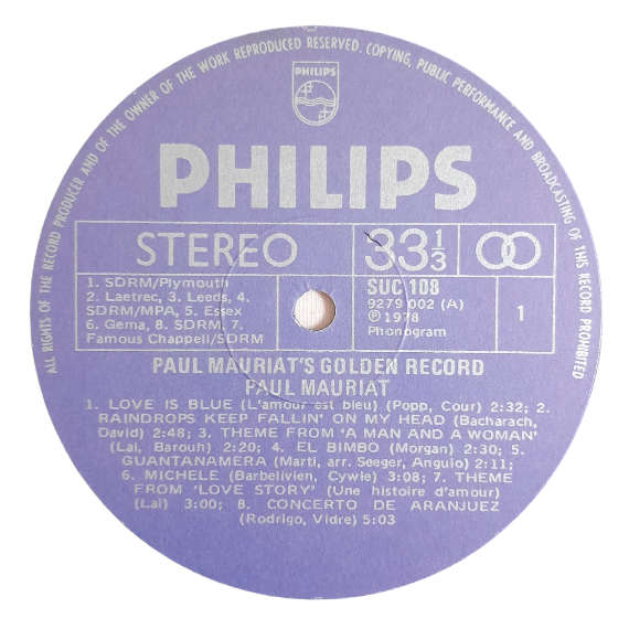 1977 Paul Mauriat - Paul Mauriat`s Golden Record - Vinyl, 7`, 33 RPM - Easy Listening - Very Good -