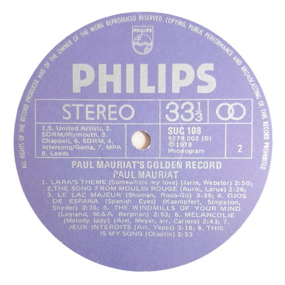 1977 Paul Mauriat - Paul Mauriat`s Golden Record - Vinyl, 7`, 33 RPM - Easy Listening - Very Good -