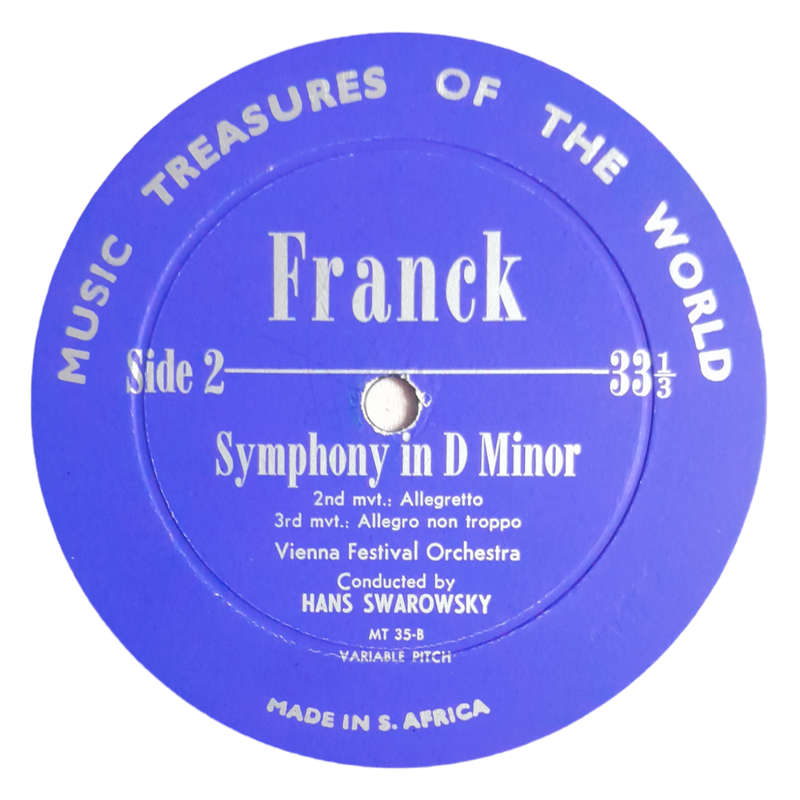 Franck, Wiener Festspielorchester - Symphony In D Minor - Vinyl, 7`, 33 RPM - Classical - Very Good