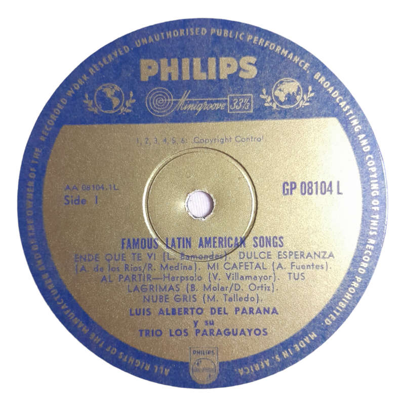 1957 Luis Alberto Del Parana And His Trio Los Paraguayos - Famous Latin-American Songs - Vinyl, 77`,