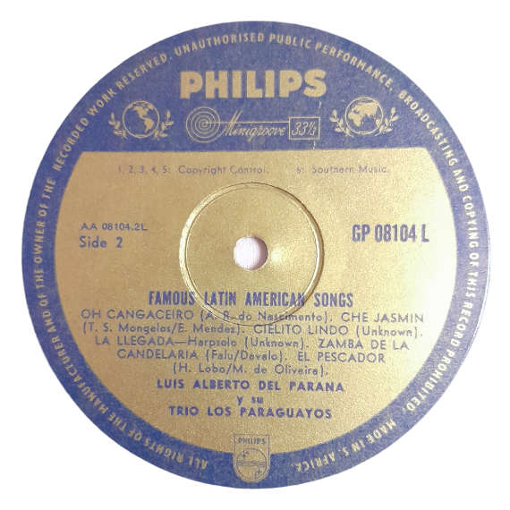 1957 Luis Alberto Del Parana And His Trio Los Paraguayos - Famous Latin-American Songs - Vinyl, 77`,