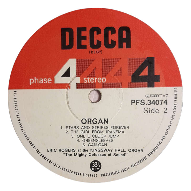 1965 Eric Rogers - At The Kingsway Hall Organ `The Mighty Colossus Of Sound` - Vinyl, 7`, 33 RPM - E