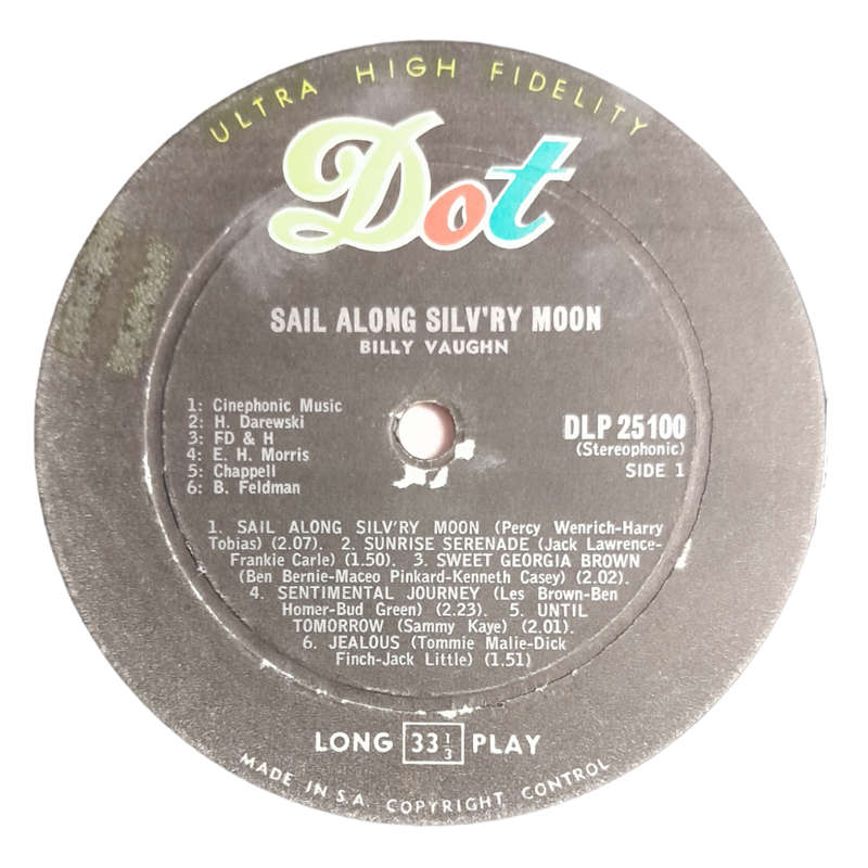 1958 Billy Vaughn - Sail Along Silv`ry Moon - Vinyl, 7`, 33 RPM - Jazz - Very Good - With Cover
