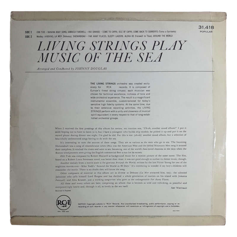 1960 Living Strings - Living Strings Play Music Of The Sea - Vinyl, 7`, 33 RPM - Folk - Very Good -