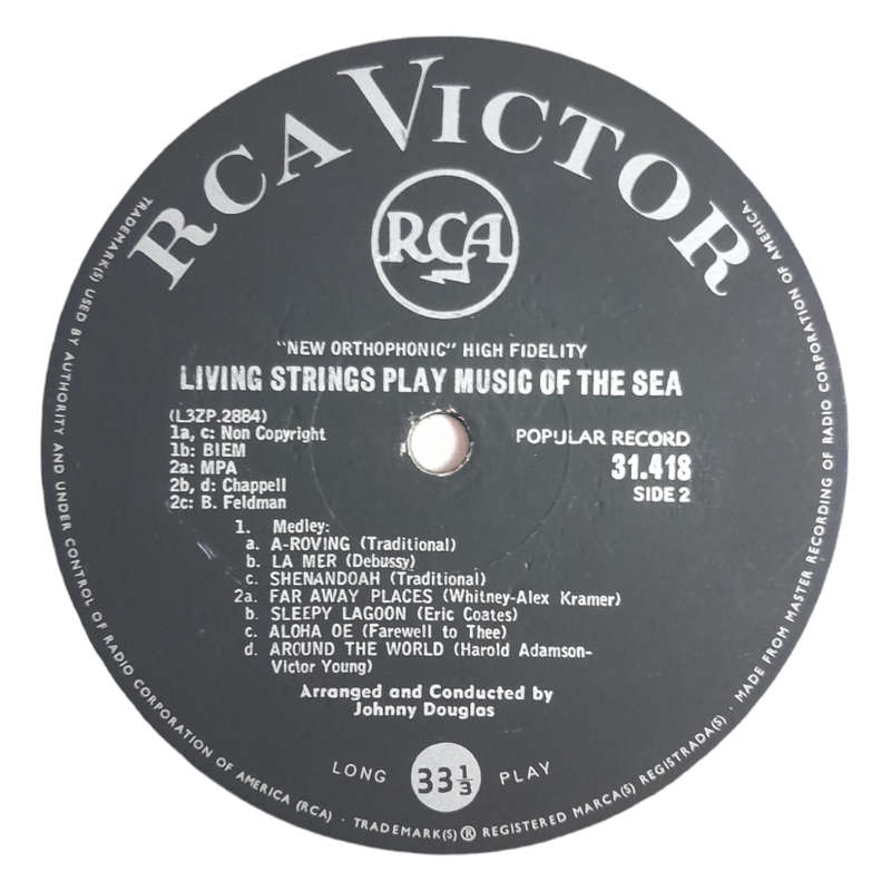 1960 Living Strings - Living Strings Play Music Of The Sea - Vinyl, 7`, 33 RPM - Folk - Very Good -