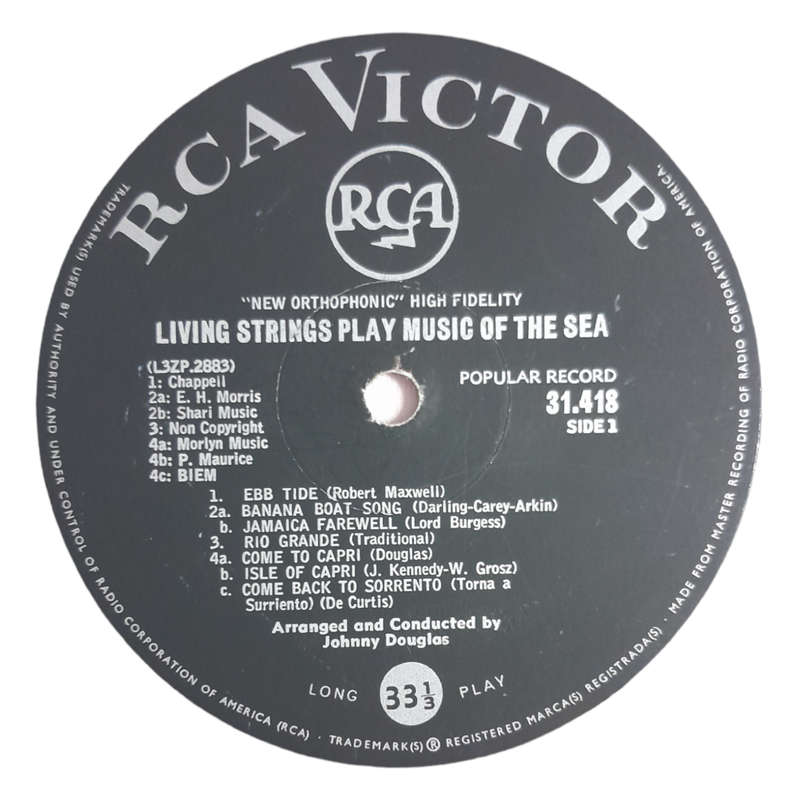 1960 Living Strings - Living Strings Play Music Of The Sea - Vinyl, 7`, 33 RPM - Folk - Very Good -