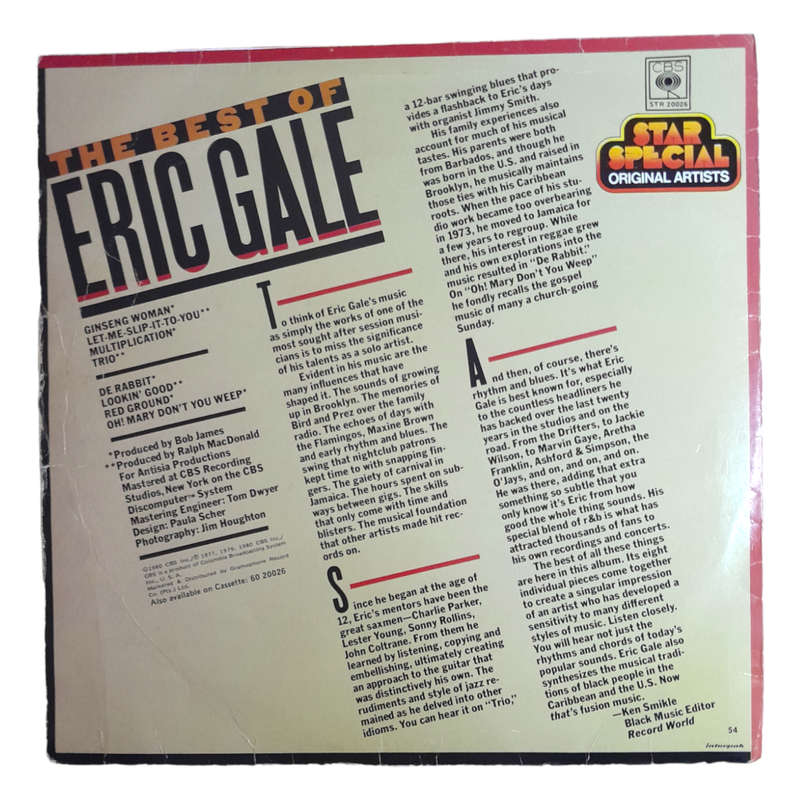 1980 Eric Gale - The Best Of Eric Gale - Vinyl, 7`, 33 RPM - Jazz - Very Good - With Cover