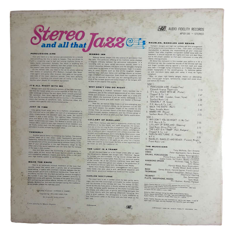 1968 Various - Stereo And All That Jazz - Vinyl, 7`, 33 RPM - Jazz - Very Good - With Cover