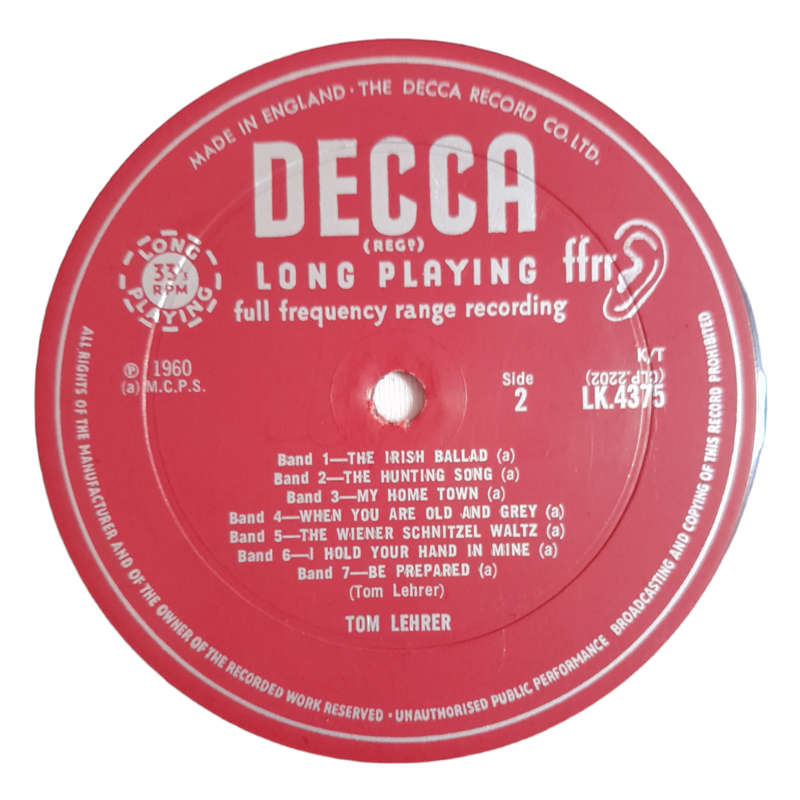 1960 Tom Lehrer  Tom Lehrer Revisited - Vinyl, 7`, 33 RPM - Folk - Very good Plus - With Cover.