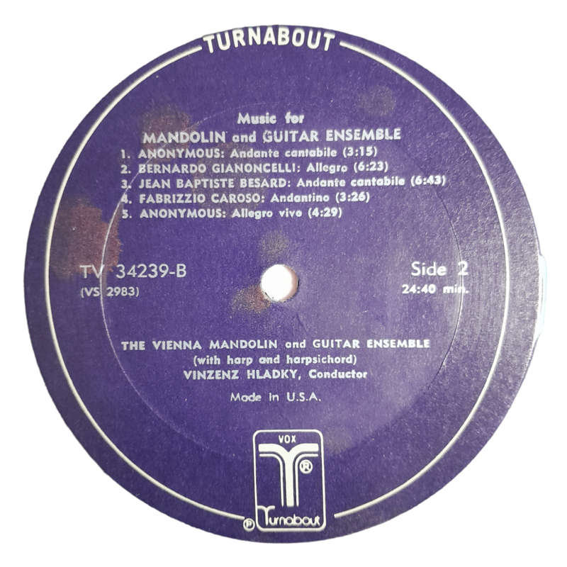 1968 The Vienna Mandolin And Guitar Ensemble, Vinzenz Hladky  Music For Mandolin And Guitar Ensembl
