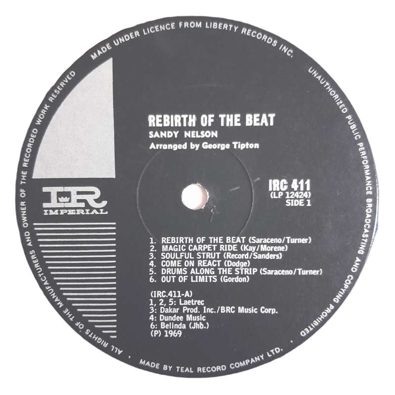 1969 Sandy Nelson  Rebirth Of The Beat - Vinyl, 7`, 33 RPM - Rock - Very Good - With Cover
