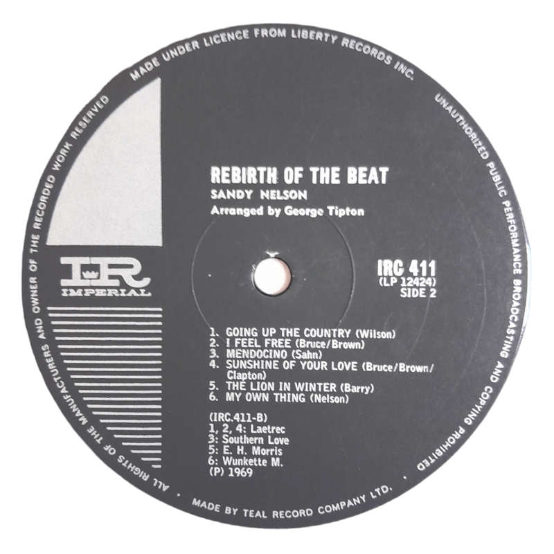 1969 Sandy Nelson  Rebirth Of The Beat - Vinyl, 7`, 33 RPM - Rock - Very Good - With Cover