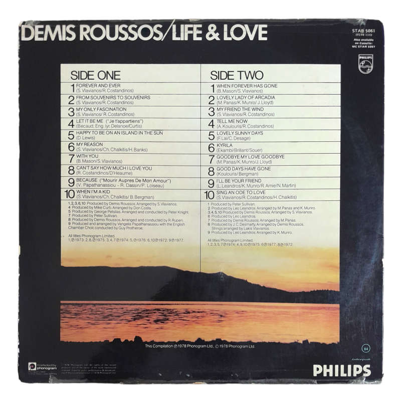 1978 Demis Roussos  Life & Love - Vinyl, 7`, 33 RPM - Pop - Very Good - With Cover